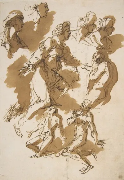 Studies Of Kneeling Figures