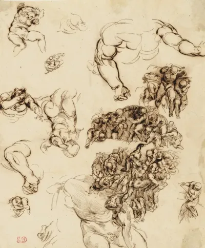 Studies Of Nude Figures After Michelangelo