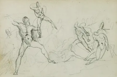 Studies Of Nude Men In Combat