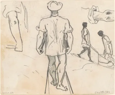 Studies Of Peasants With Wheelbarrows Verso