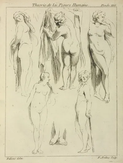 Studies Of Standing Female Nudes And A Pair Of Feet