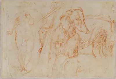 Studies Of The Christ Child A Crucifix And A Dog