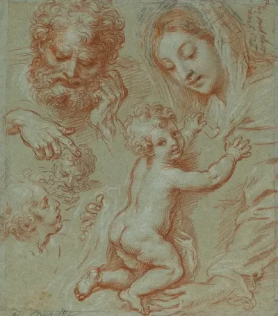 Studies Of The Madonna And Child And Of Heads