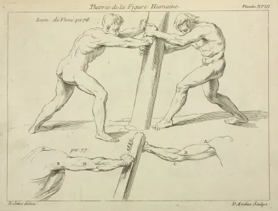 Studies Of Two Figures Pushing Against A Pillar
