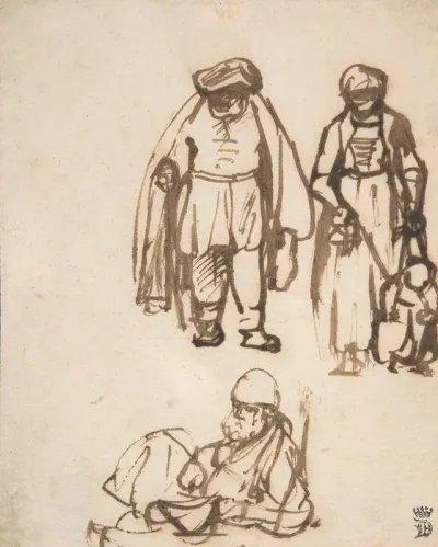 Studies Of Two Men And A Woman Teaching A Child To Walk