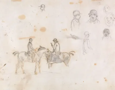 Studies Of Two Riders And Of Riders Heads