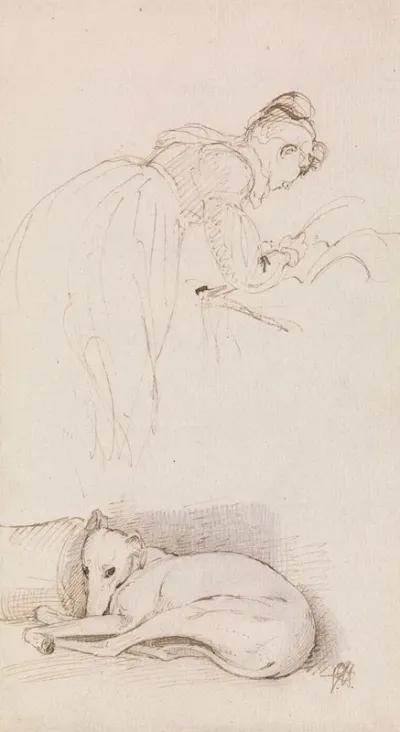 Studies Of Woman And Greyhound