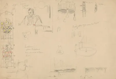 Studies Van Glas In Lood En Interieur Voor Het Schilderij Van De Nederlandse Rechtbank In Londen Juni 1942