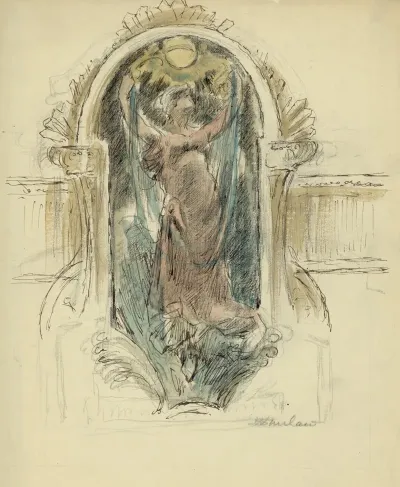 Study Drawing For Mural Of Woman No 2