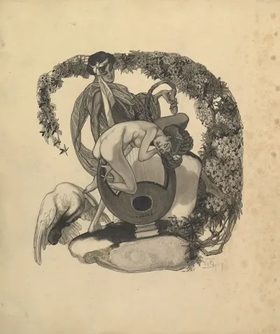 Study For A Book Plate Leda And The Swan