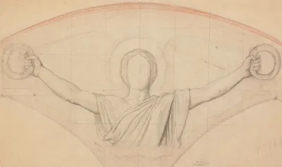 Study For An Angel Holding Wreaths