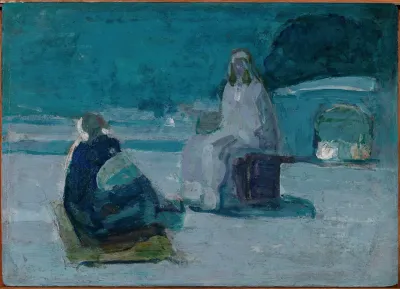 Study For Christ And Nicodemus On A Rooftop