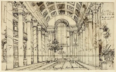 Study For Egyptian Hall Mansion House From Microcosm Of London