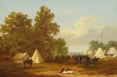 Study For Encampment Of Colonel Rushs Cavalry Lancers