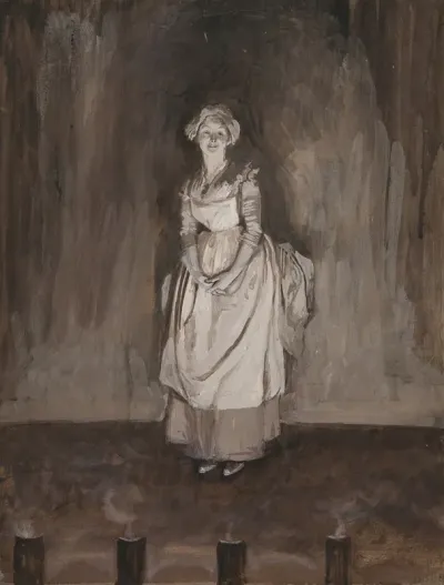 Study For Epilogue Illustration For Oliver Goldsmiths She Stoops To Conquer