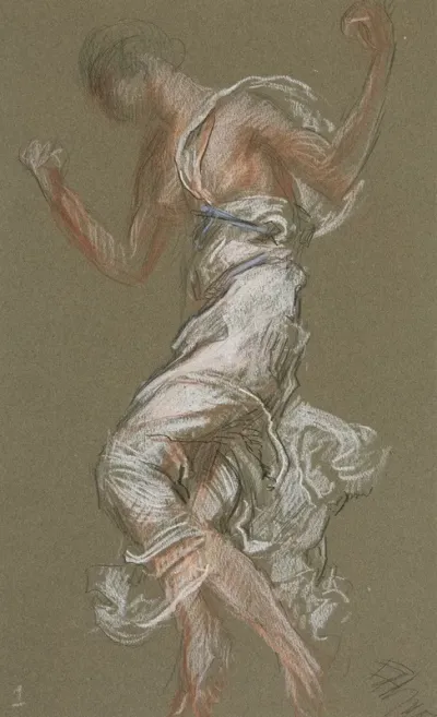 Study For Figure Of 1 Pm In The Hours Ceiling At The State Capitol Building In Harrisburg Pennsylvania