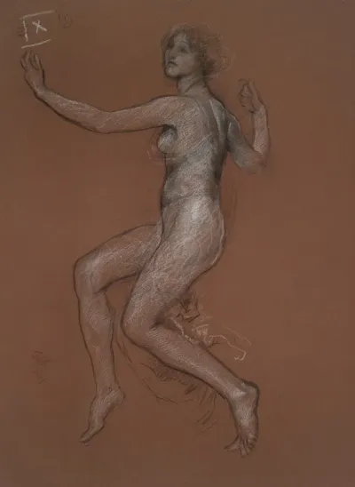 Study For Figure Of 9 Am For The Hours Mural For The State Capitol Building In Harrisburg Pennsylvania