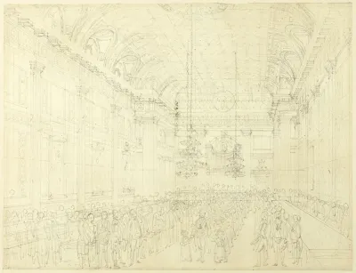 Study For Freemasons Hall Great Queen Street From Microcosm Of London