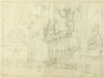 Study For Guild Hall From Microcosm Of London