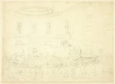 Study For India House The Sale Room From Microcosm Of London