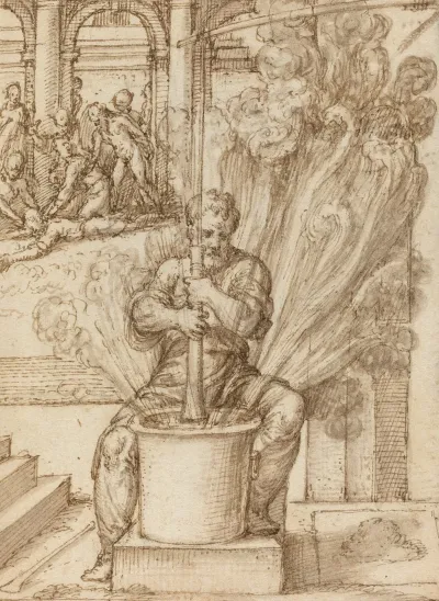 Study For Man Making An Explosion