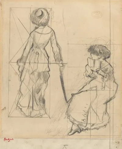 Study For Mary Cassatt At The Louvre Recto