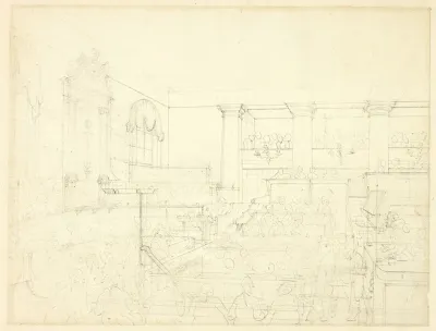 Study For Old Bailey From Microcosm Of London