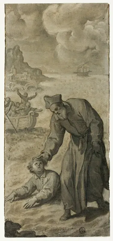 Study For Saint Philip Neri Rescuing A Drowning Youth