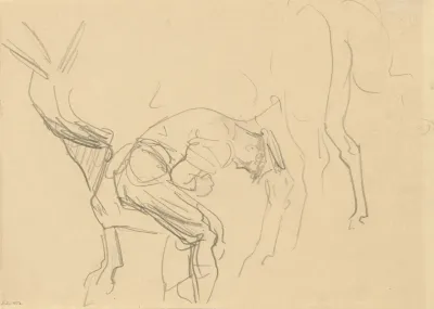 Study For Shoeing Calvary Horses At The Front Verso