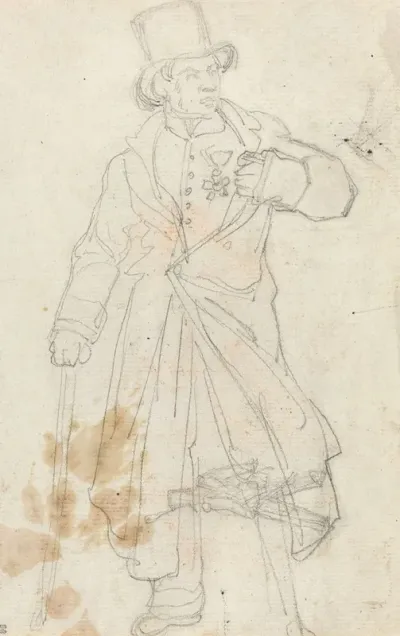 Study For Swiss Sentry At The Louvre