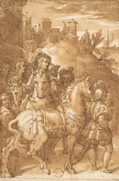 Study For The Armistice Between King Francis I Of France And Emperor Charles V Fresco In The Palazzo Farnese Caprarola