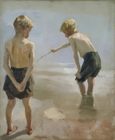 Study For The Boys Playing On The Shore