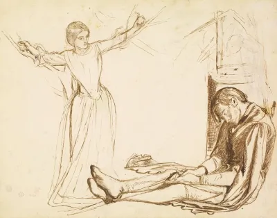 Study For The Figures Of Guenevere And Launcelot