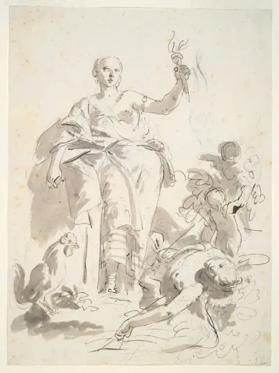 Study For The Fresco Industry Triumphing Over Idleness At The Villa Lochi Al Biron