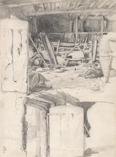 Study For The Goose 1867 Interior Of A Barn