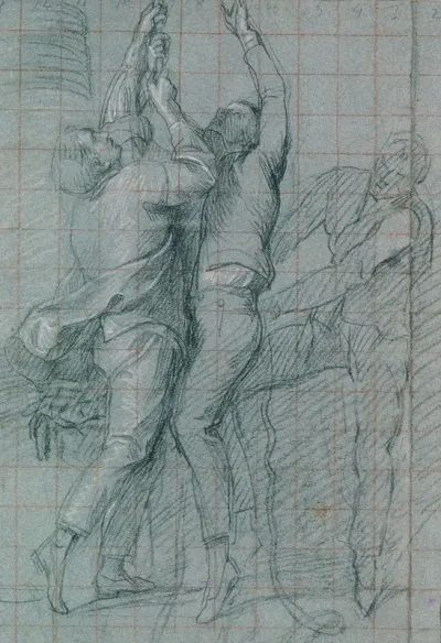 Study For The Surrender Of The Dutch Admiral De Winter To Admiral Duncan October 11 1797 Three Figures Raising The Colors