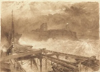 Study For Tynemouth Pier Lighting The Lamps At Sundown
