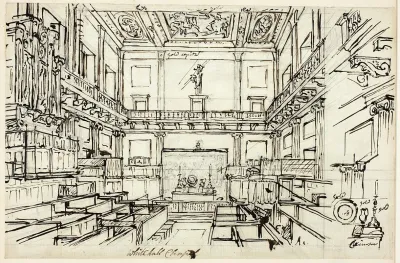 Study For Whitehall Chapel From Microcosm Of London