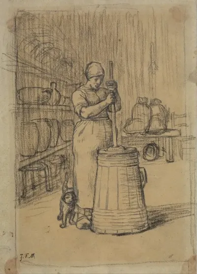 Study For Woman Churning Butter