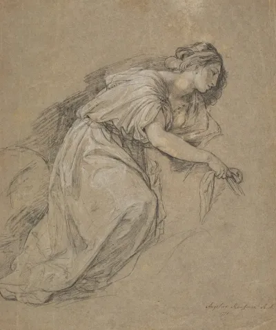 Study From Life Of A Kneeling Woman In Profile