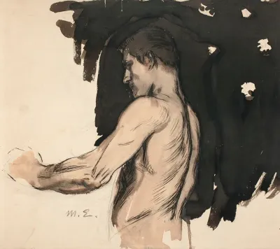 Study Half Length Figure Of A Naked Man
