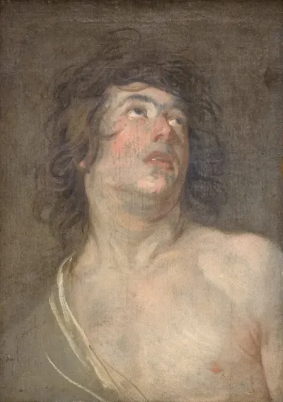 Study Head Of A Young Man Looking Upwards St Sebastian