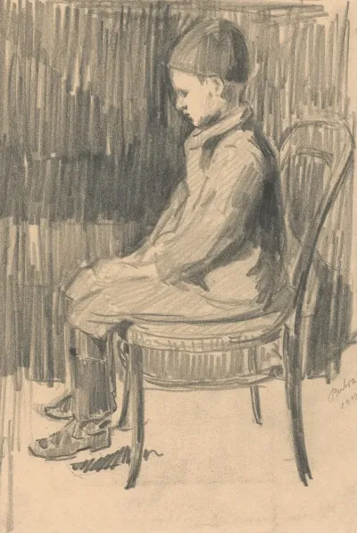 Study Of A Boy Seated On A Chair