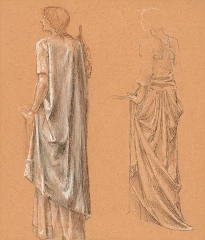 Study Of A Draped Female Figure With A Subsidiary Study Of The Same For The Sleep Of Arthur In Avalon