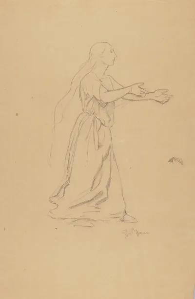 Study Of A Female Figure In A Long Dress