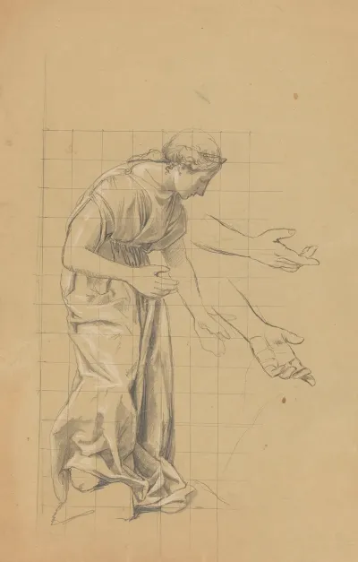 Study Of A Female Figure In A Long Robe Studies Of Hands