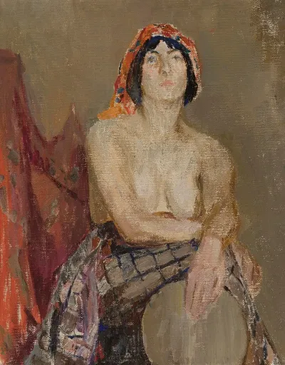 Study Of A Female Model With A Drum
