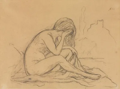 Study Of A Female Nude Possibly For An Unrealized Allegorical Painting Recto