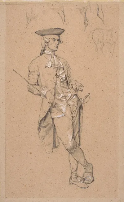 Study Of A Figure In 18th Century Costume For The Painting Tarlos Duel