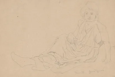 Study Of A Figure Of A Seated Woman Dressed In A Long Robe